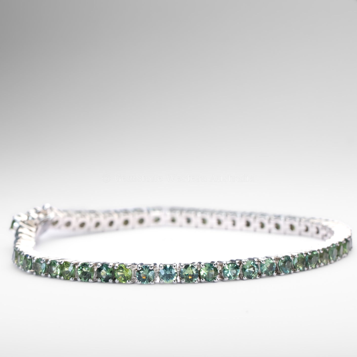 Australian Teal Sapphire Tennis Bracelet in Platinum 950