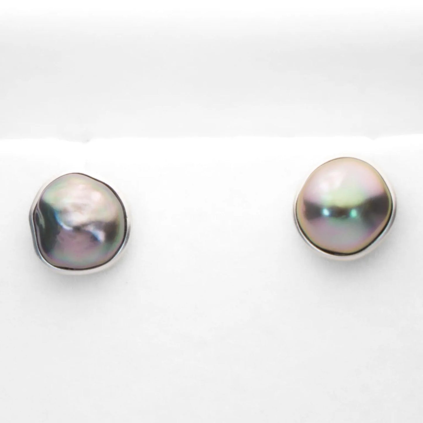 Tahitian Pearl Stud Earrings in 18K White Gold