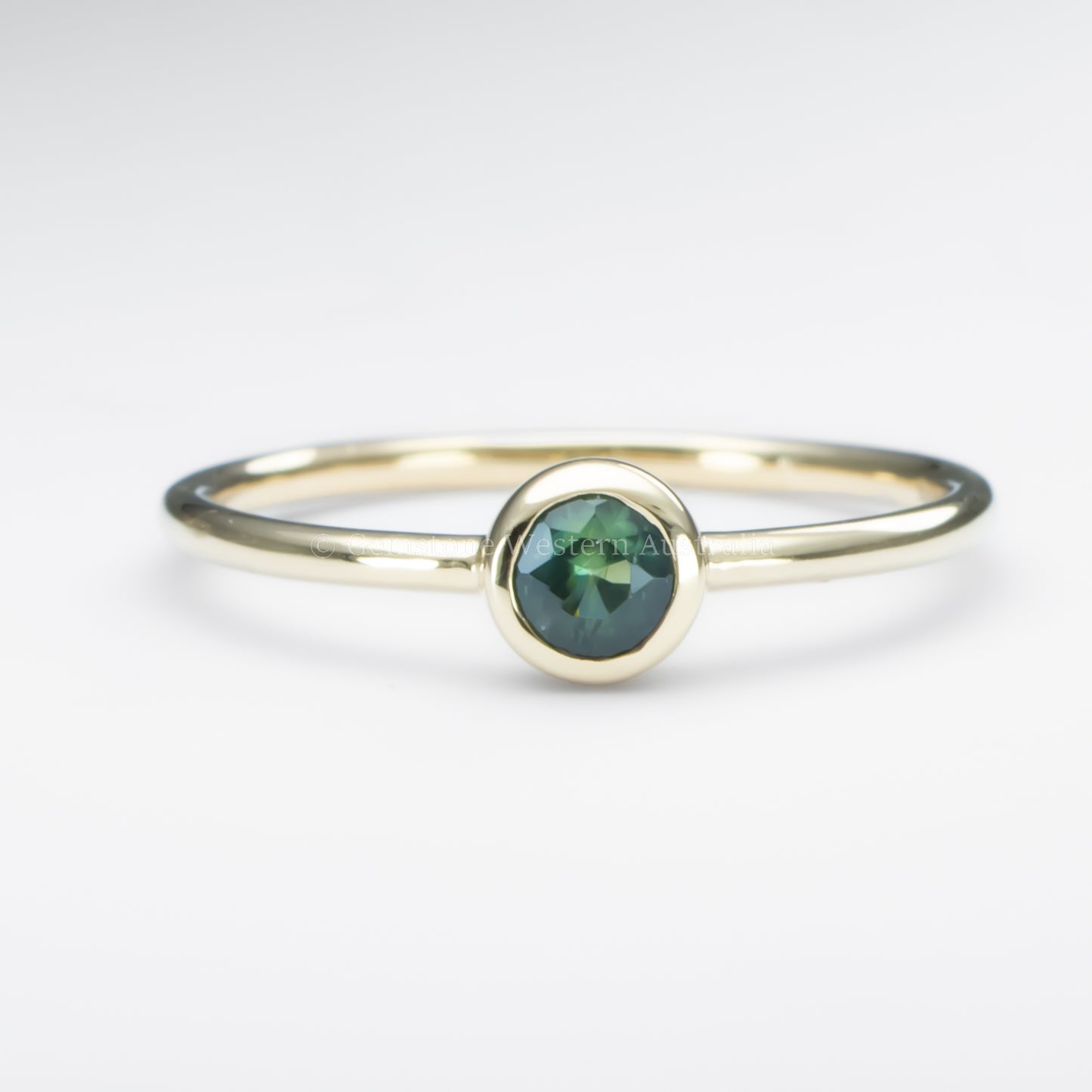 Australian Teal Sapphire Round Solitaire Ring in 9K Gold