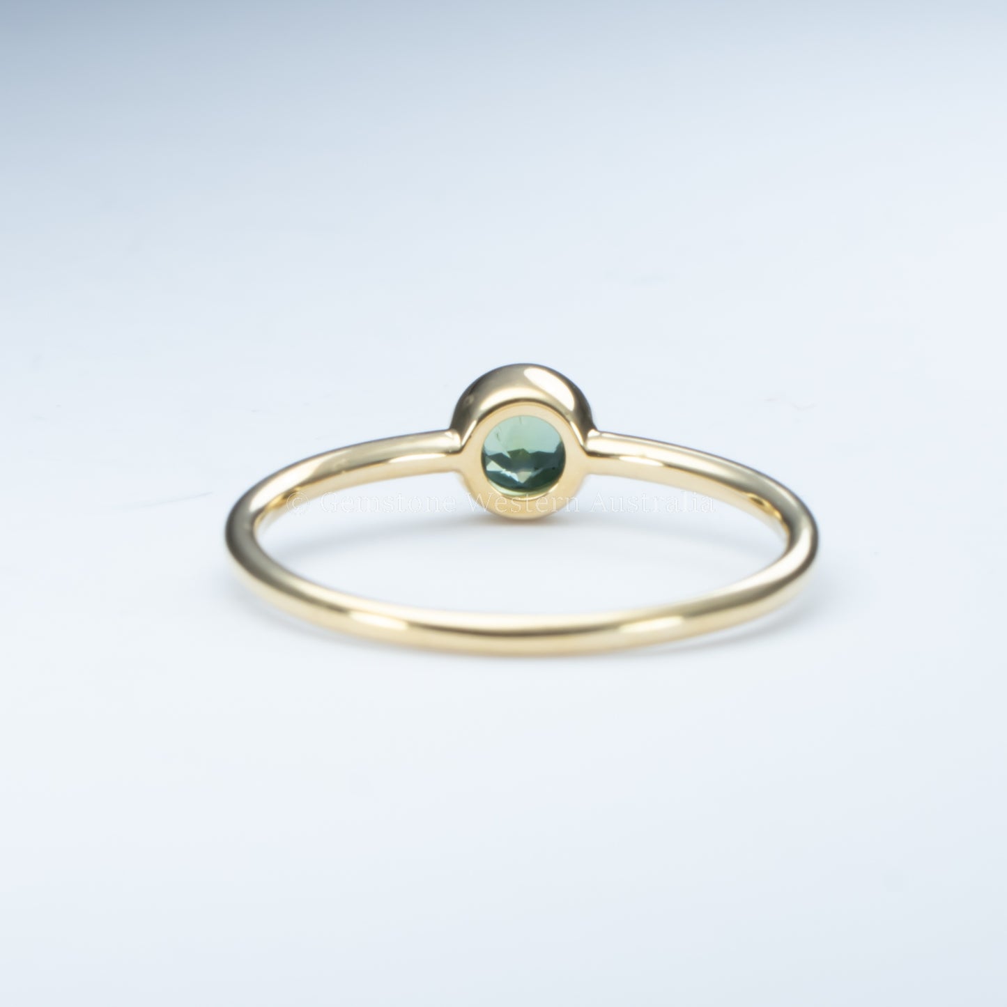 Australian Teal Sapphire Round Solitaire Ring in 9K Gold