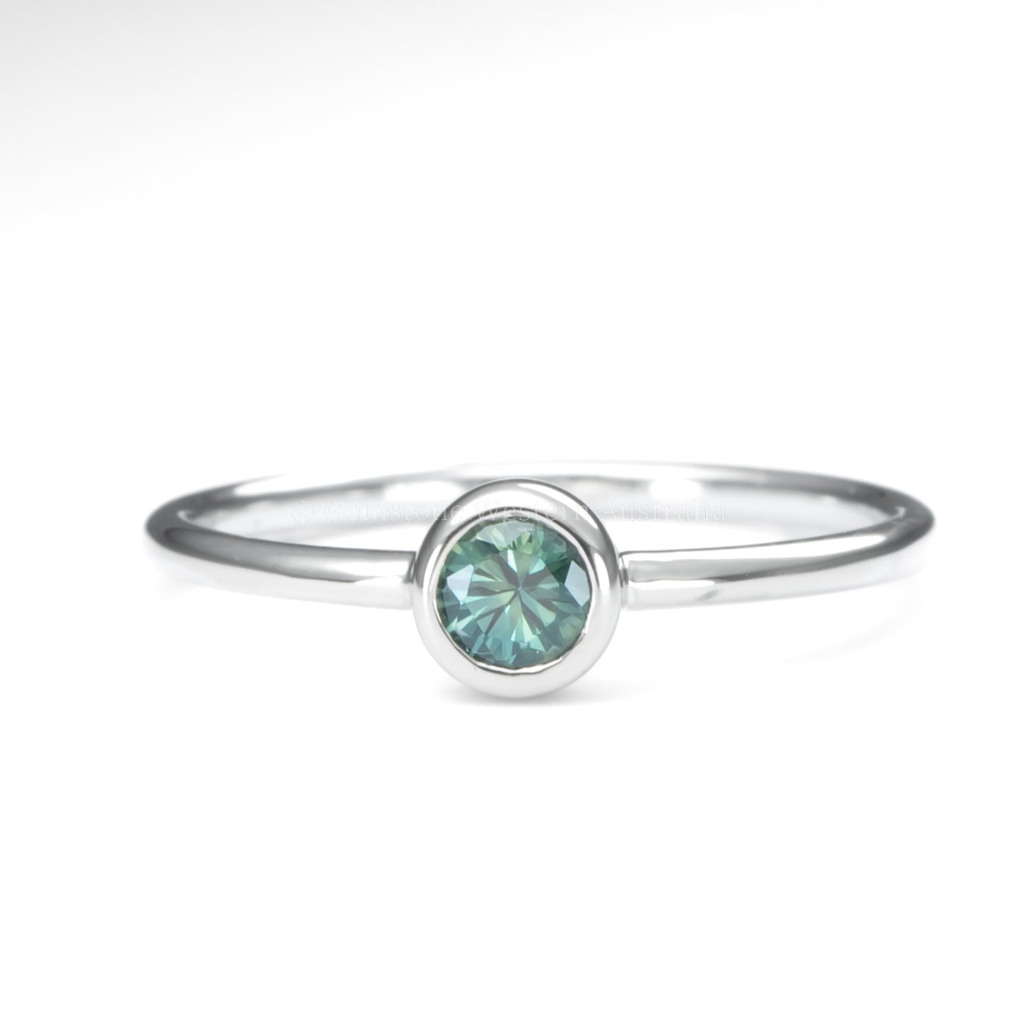 Australian Teal Sapphire Round Solitaire Ring in 9K Gold