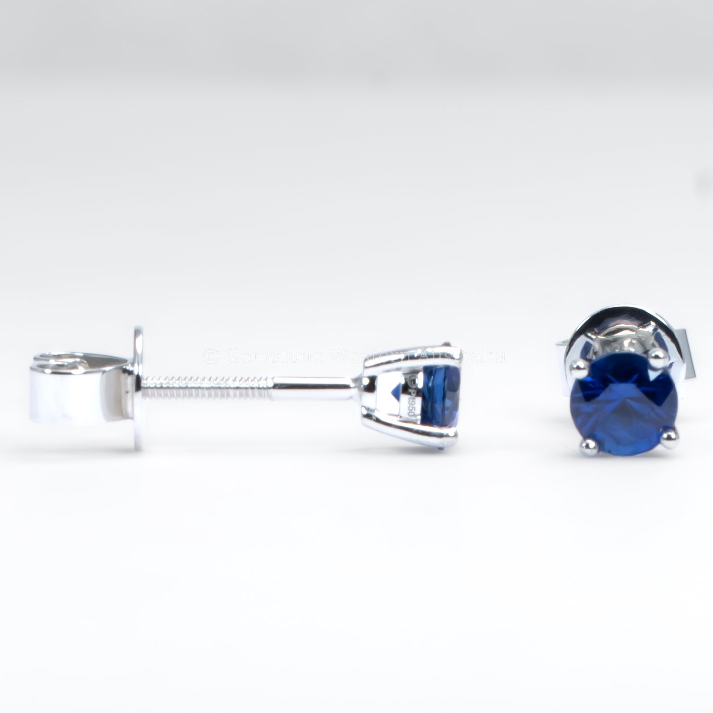 Natural Blue Sapphire Stud Earrings in Platinum 950 | 0.73ct Round Sapphires