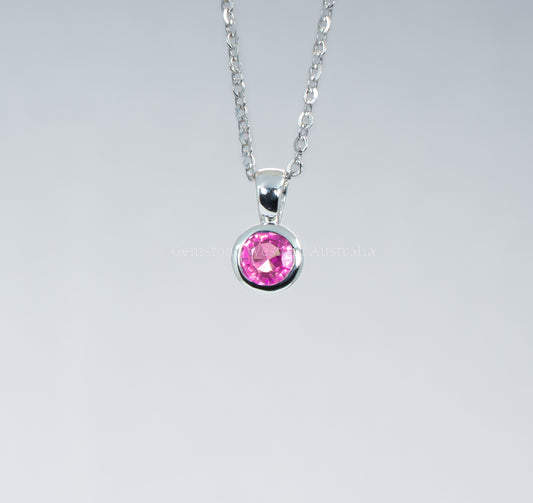 Natural Unheated Pink Sapphire Platinum Pendant