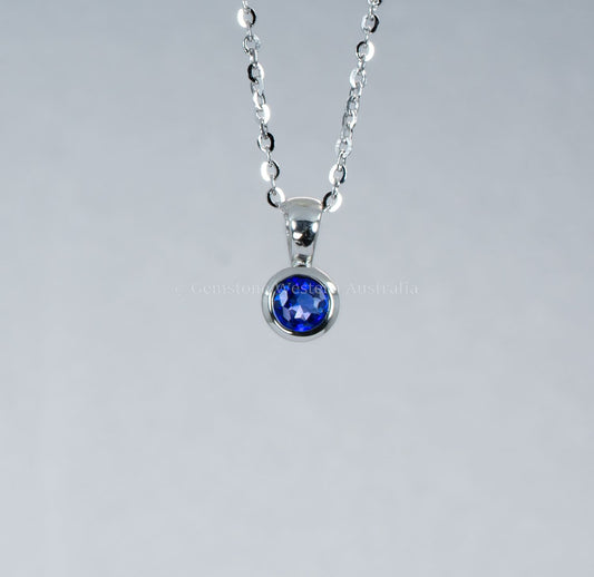 Natural Unheated Blue Sapphire Platinum Pendant