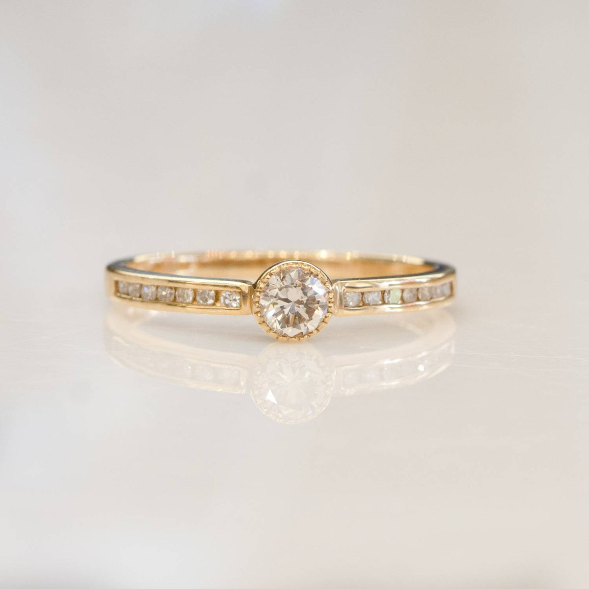 Diamond Solitaire Ring and Wedding Band in 10ct Yellow Gold