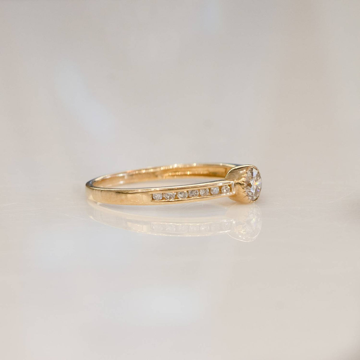 Diamond Solitaire Ring and Wedding Band in 10ct Yellow Gold