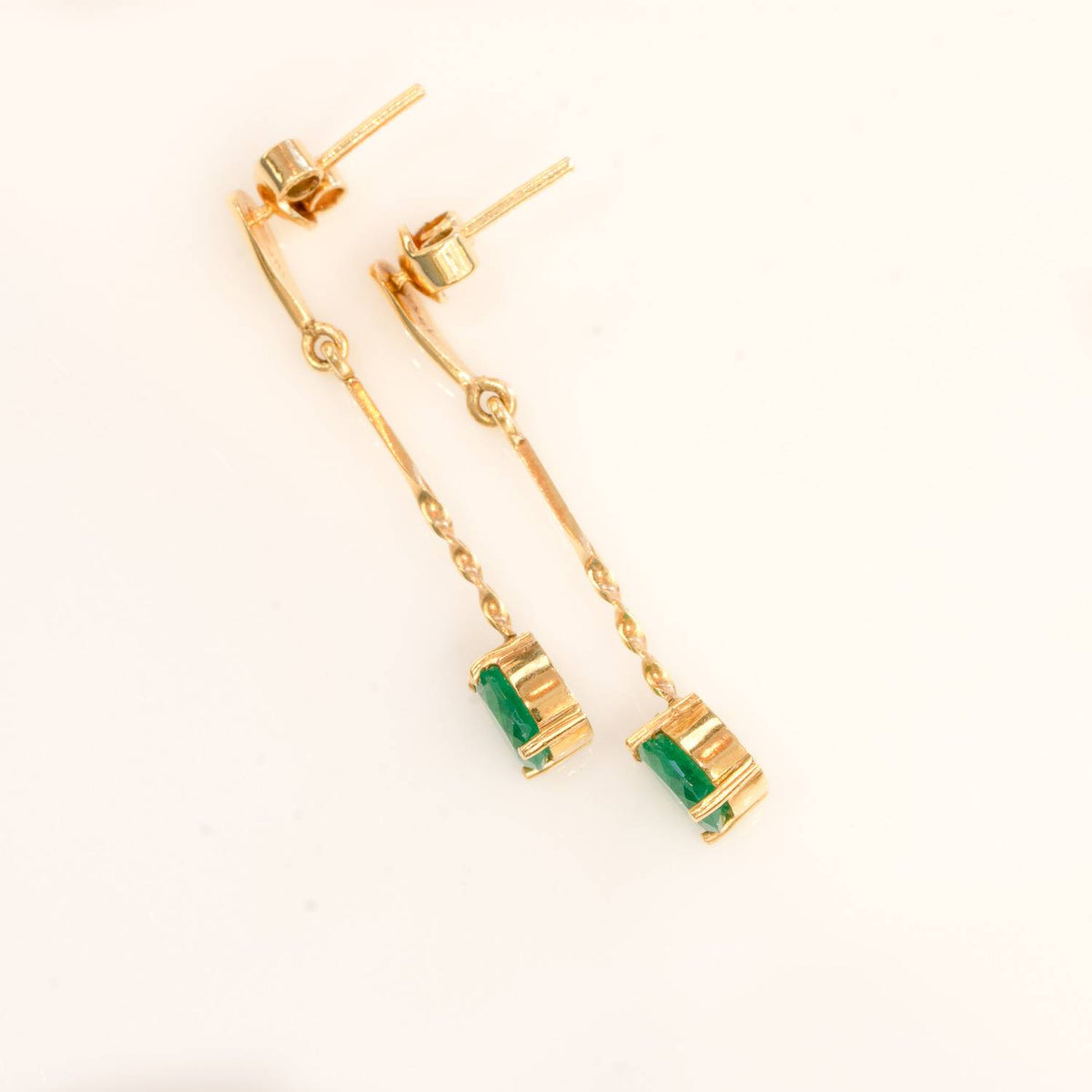 Pear Cut Colombian Emeralds Drop Earrings 18K Gold