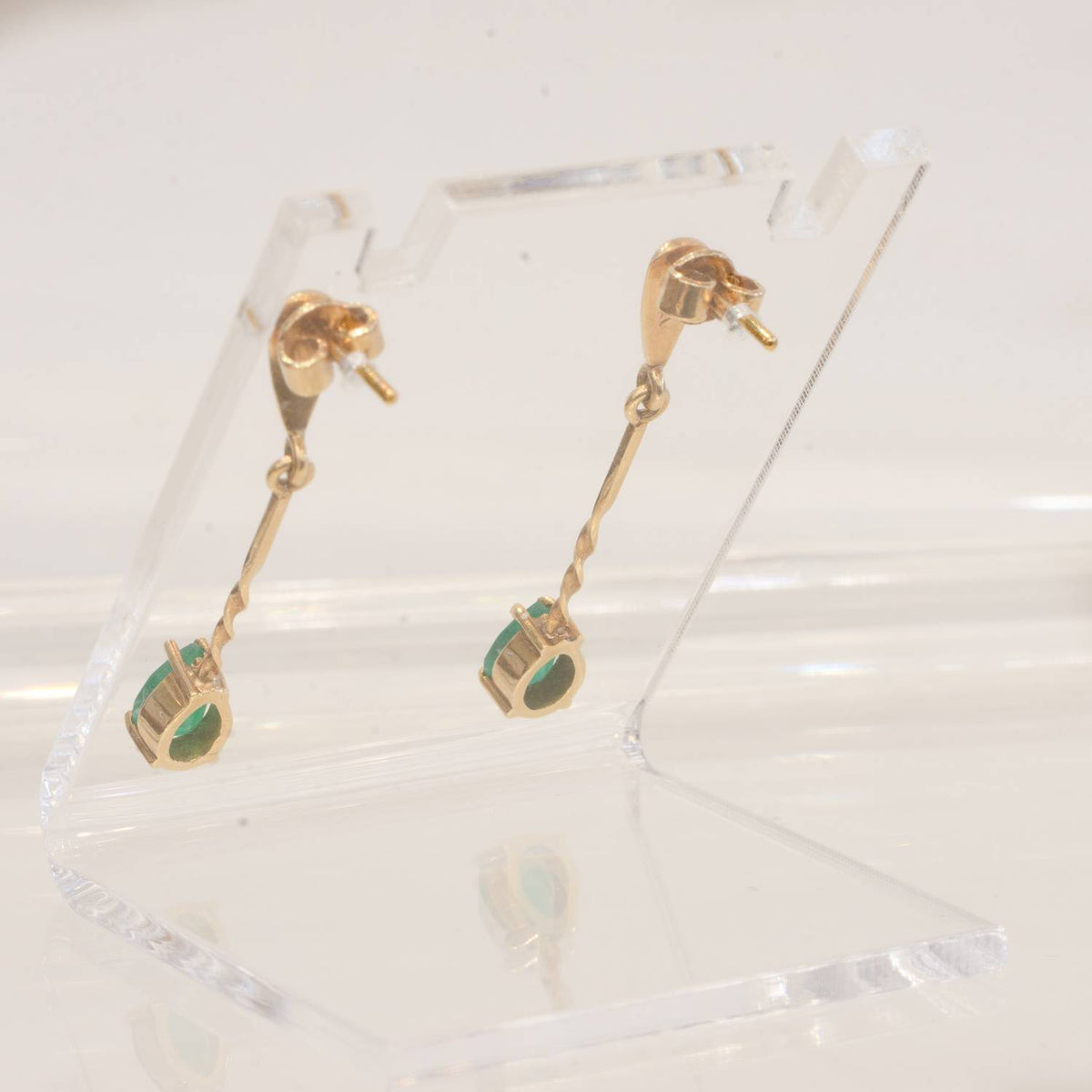 Pear Cut Colombian Emeralds Drop Earrings 18K Gold