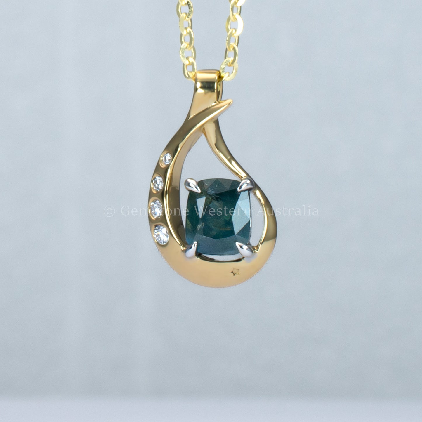 Natural Alexandrite & Diamond Teardrop Pendant in 18K Yellow Gold