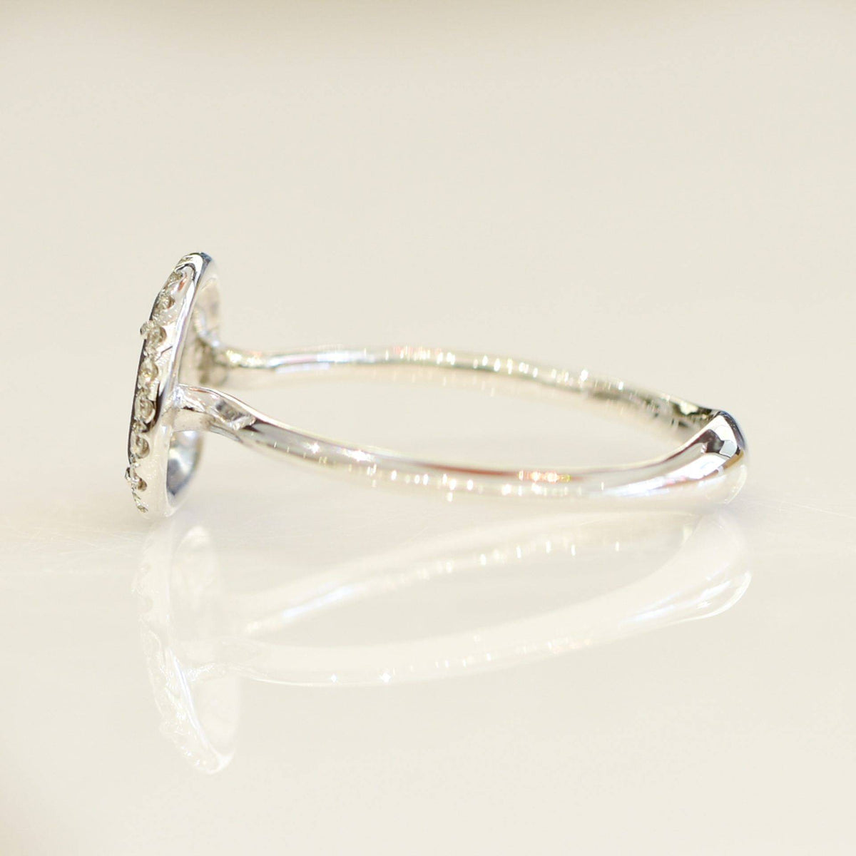 0.41ct Light Grey Diamond Slice Halo Ring in 18K Gold | One-of-a-Kind Engagement Ring