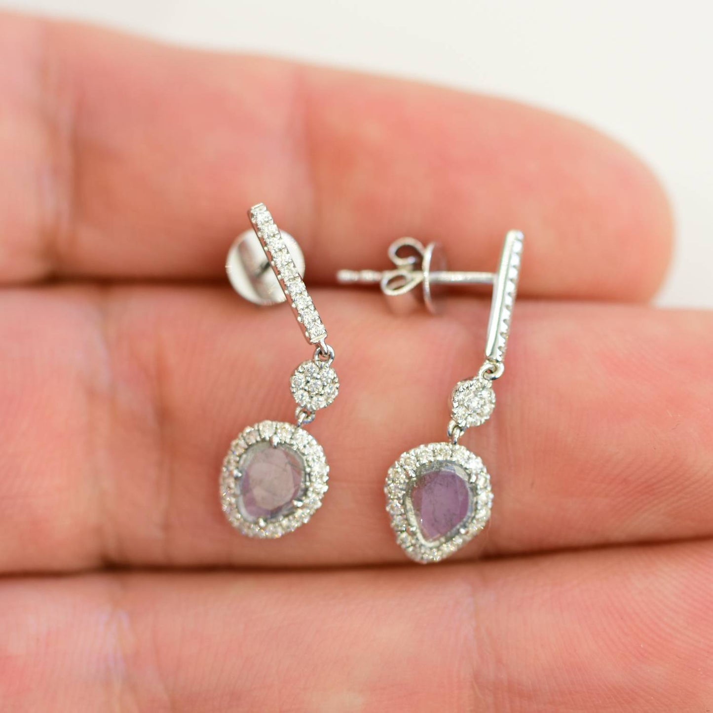 Diamond Slice Dangle Earrings 0.55TCW in 18K Gold