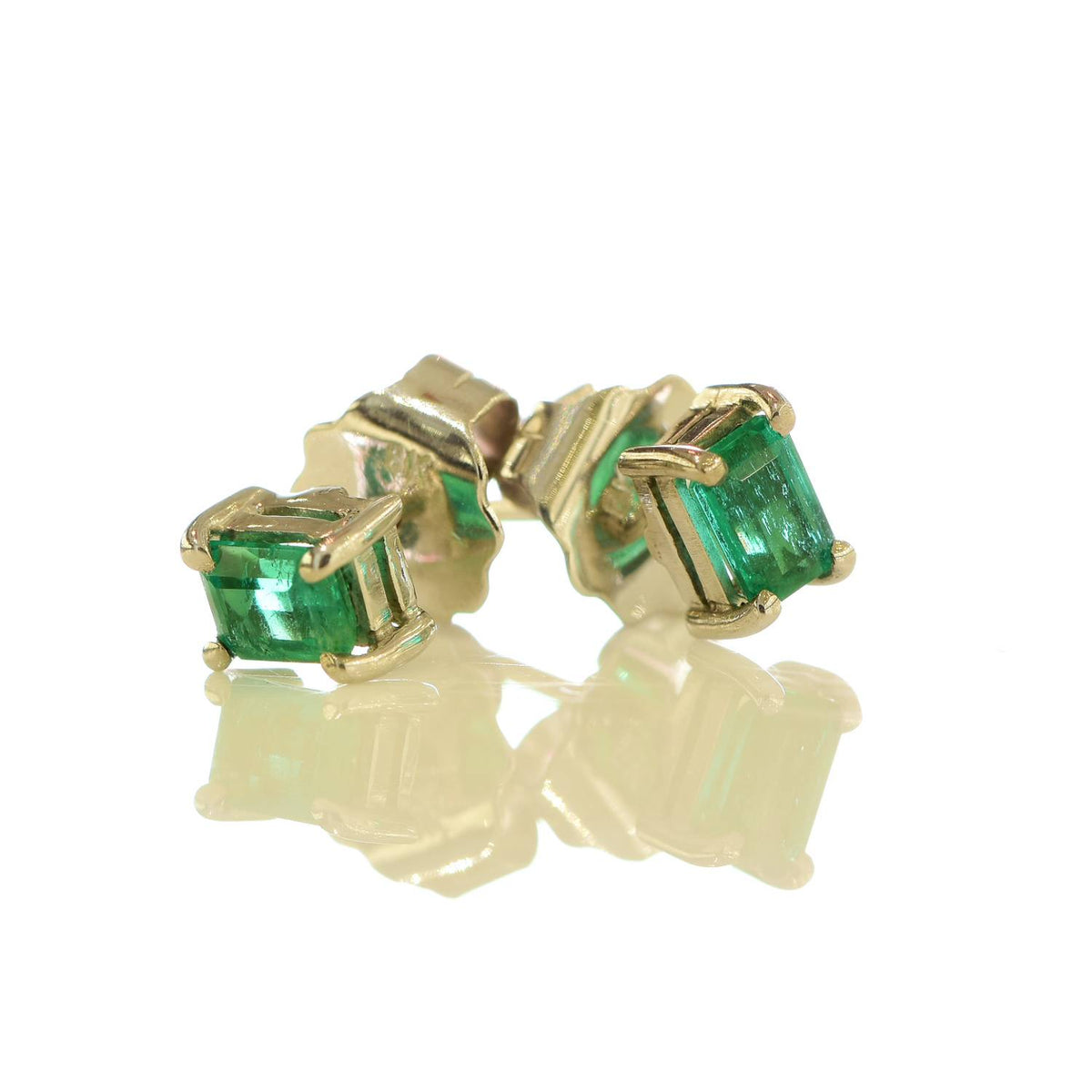 Colombian Emerald Stud Earrings 18K White Gold