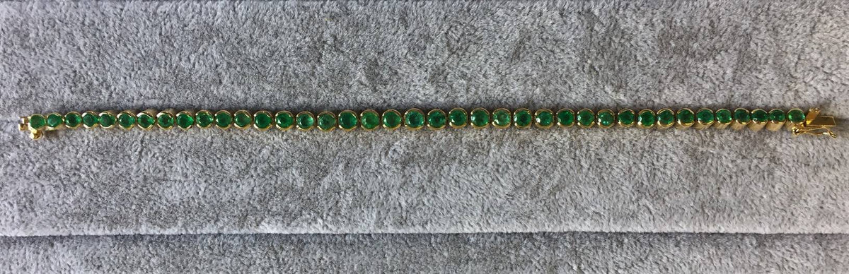 6.82ct Colombian Emerald Tennis Bracelet in 18kt Yellow Gold