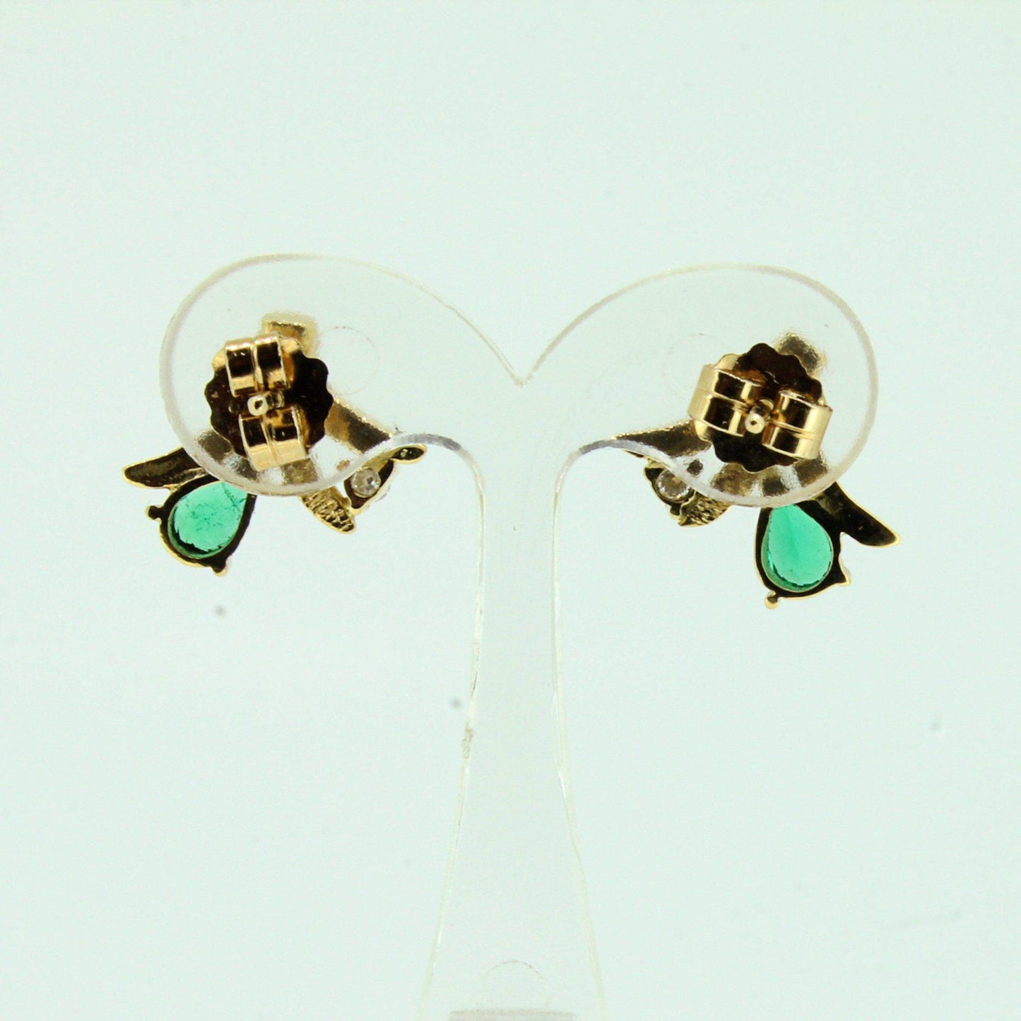 Pear Emerald Diamond Earrings 18k Gold