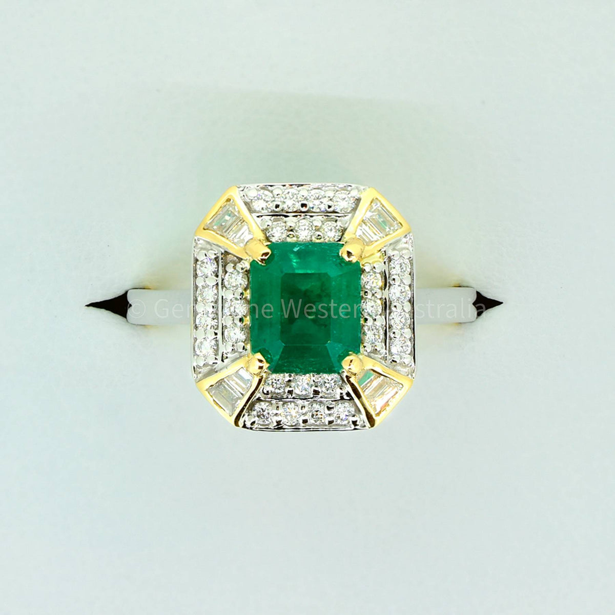 Emerald Cut Colombian Emerald and Diamond Statement Ring in 18K Gold