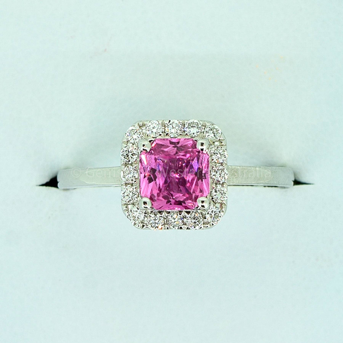 Unheated Natural Pink Sapphire Halo Ring in 18K Gold