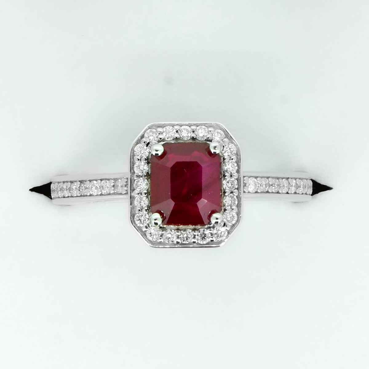 1.55ct Ruby and Diamond Halo Engagement Ring
