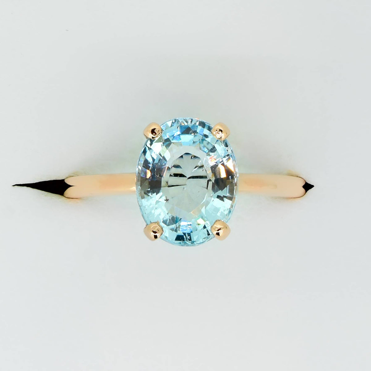 Oval Cut Aquamarine Ring in Rose Gold