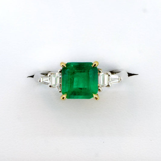 1.8 Carats Natural Colombian Emerald and Diamond Ring in Platinum