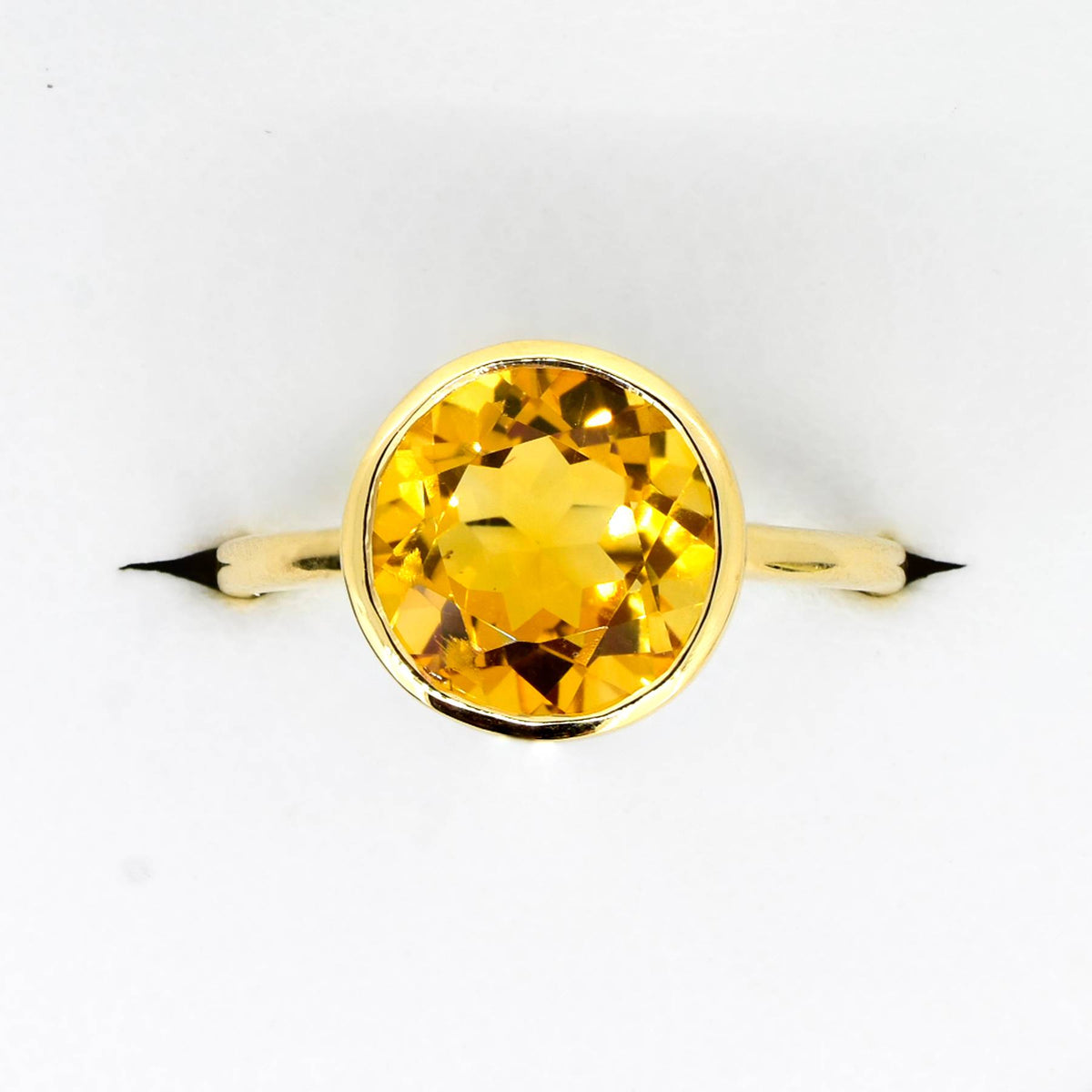 Round Cut Natural Citrine Dress Cocktail Ring in 9K Yellow Gold
