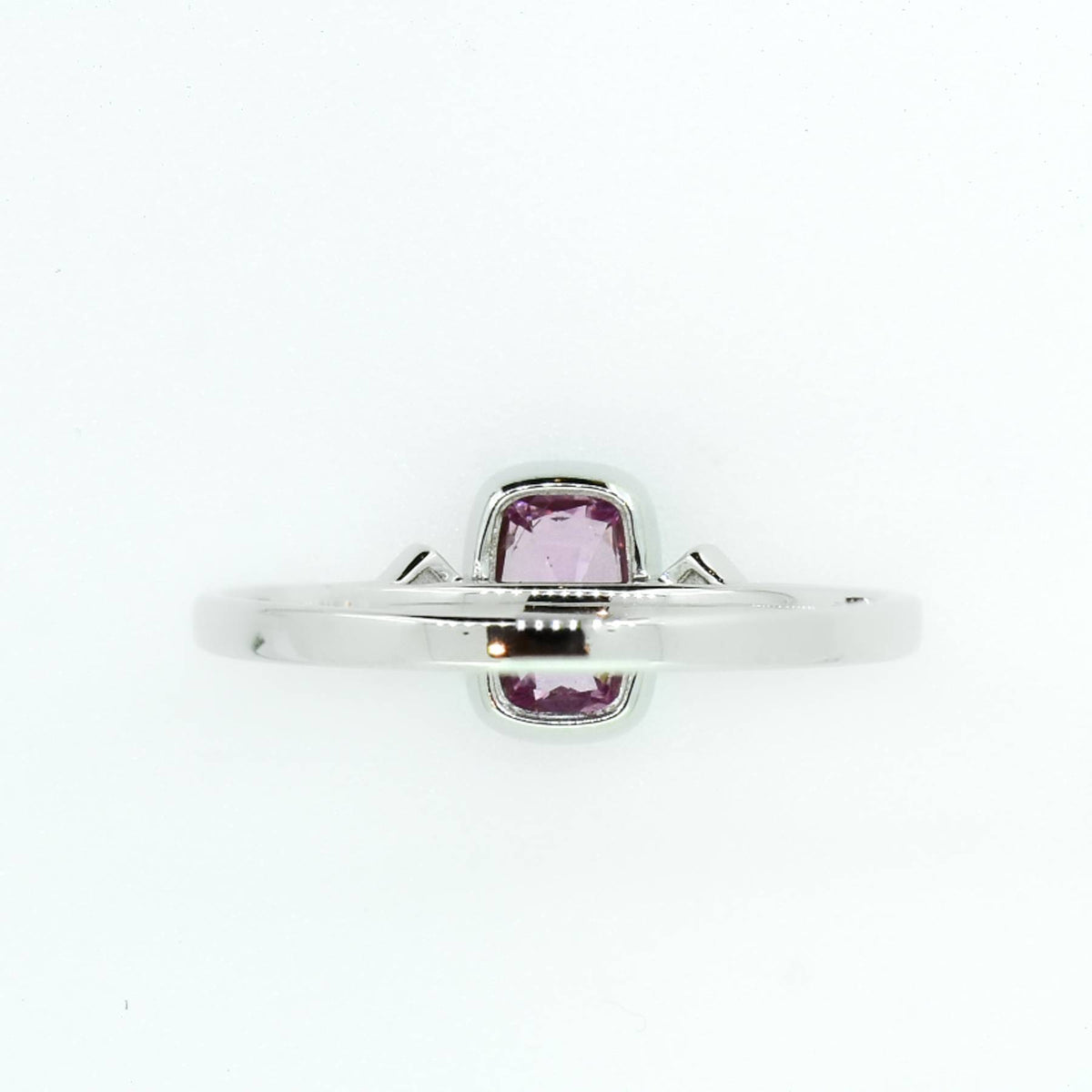 Natural Pink Sapphire and Diamond Three Stone Ring in White Gold