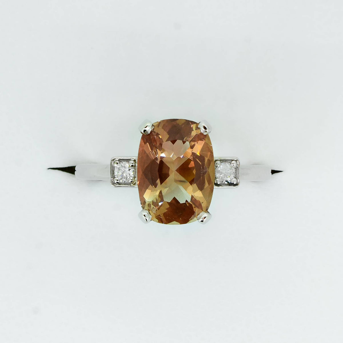 Natural Sunstone Engagement / Dress Ring with Diamonds