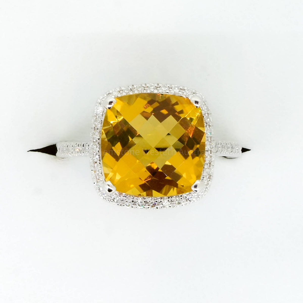 Natural Citrine and Diamond Ring in 18ct White Gold