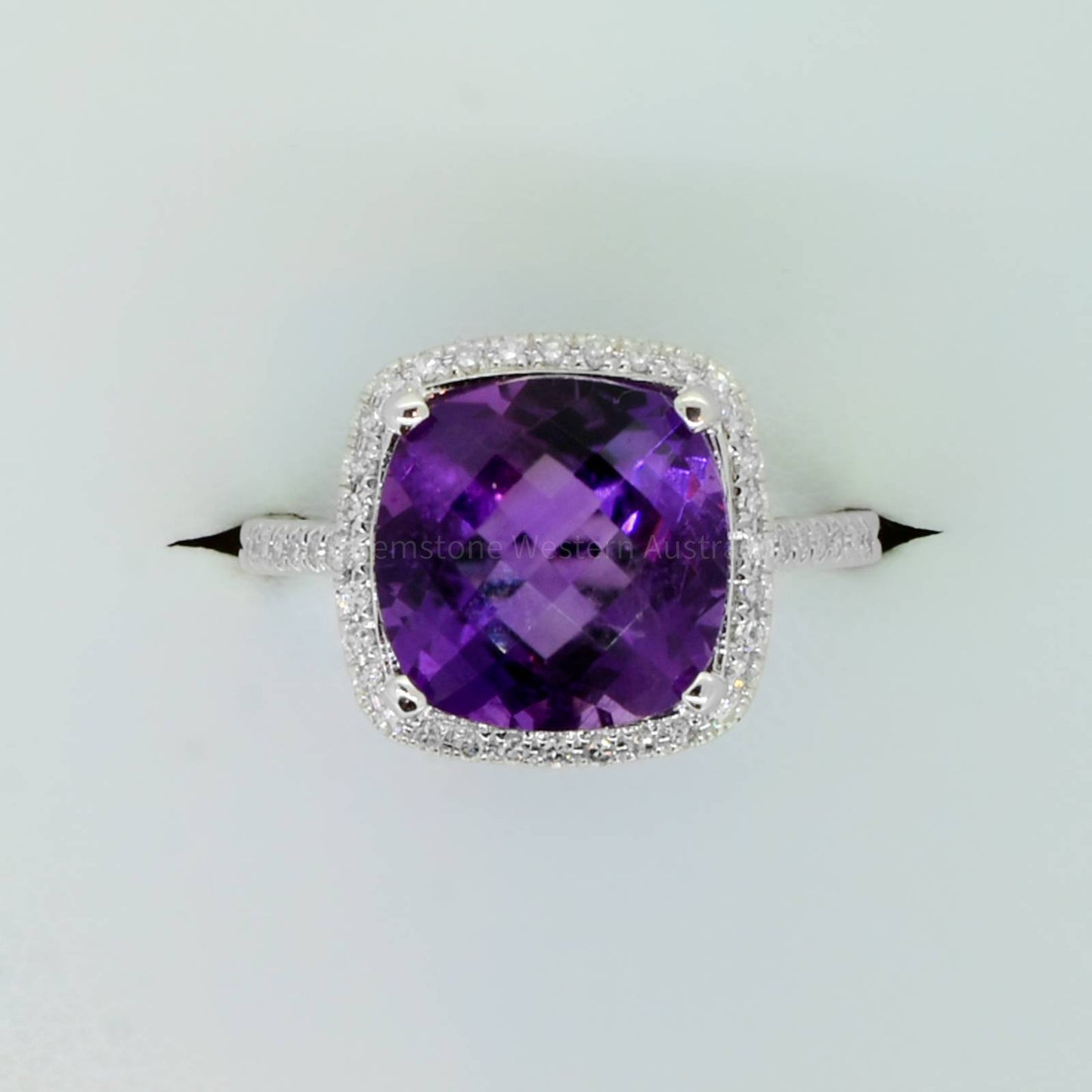 Natural Amethyst and Diamond Ring in 18ct White Gold