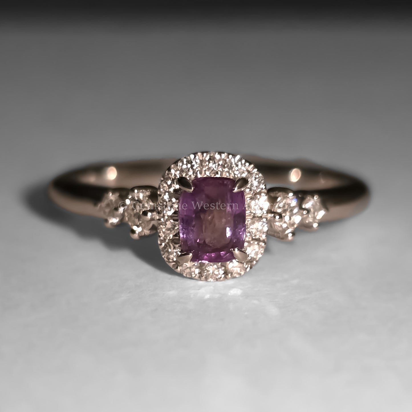 Platinum Alexandrite Ring with Diamond Halo and Side Accents