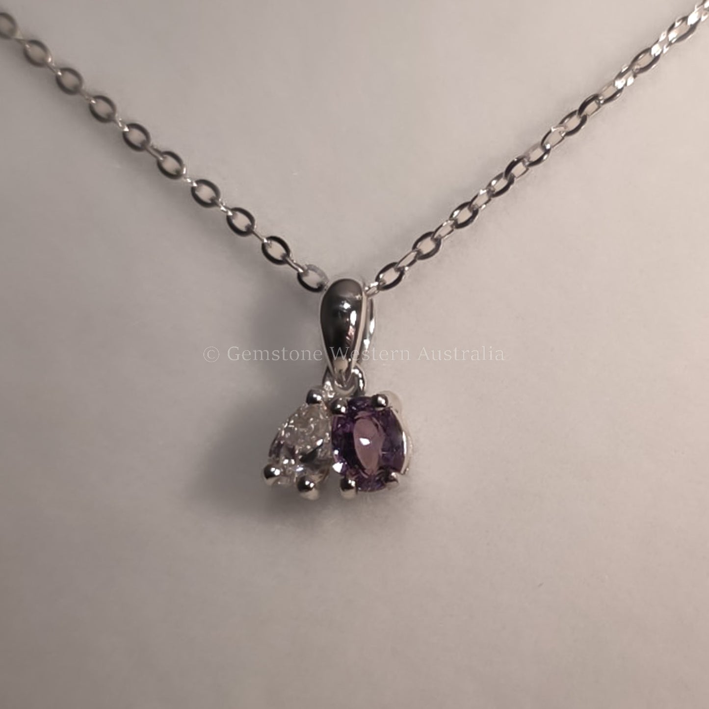 Toi et Moi Platinum Pendant with Alexandrite and Pear Diamond