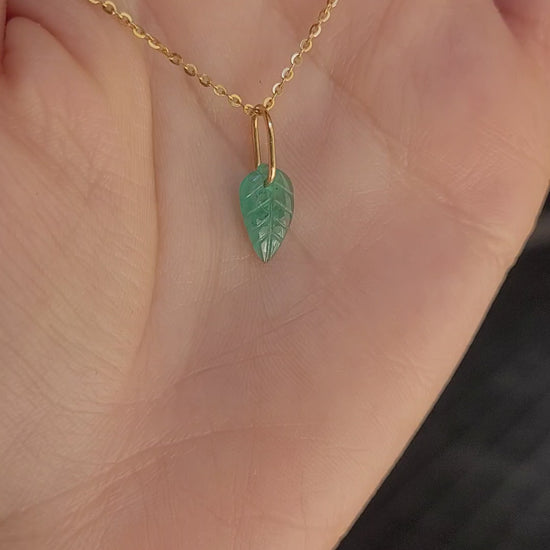 video on hand of Colombian Emerald Leaf Pendant 