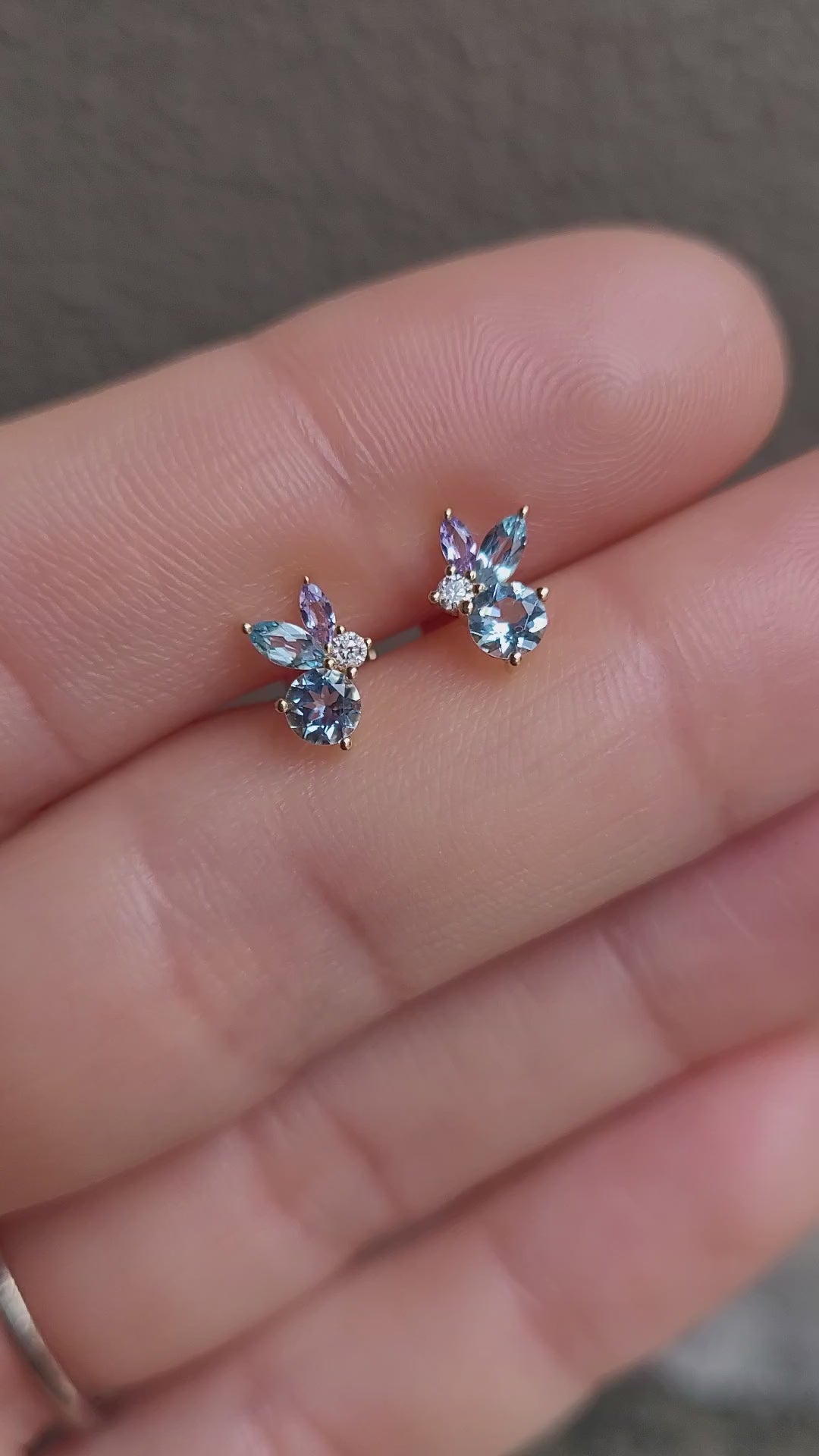 video of Aquamarine, Topaz & Tanzanite Diamond Earrings