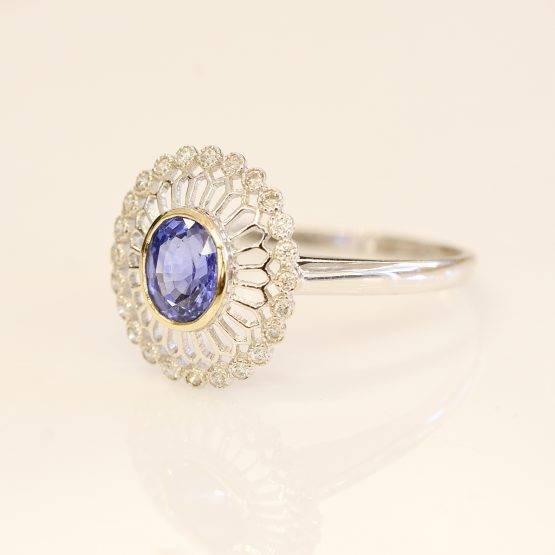 Ceylon Sapphire diamond halo ring - 198228-1