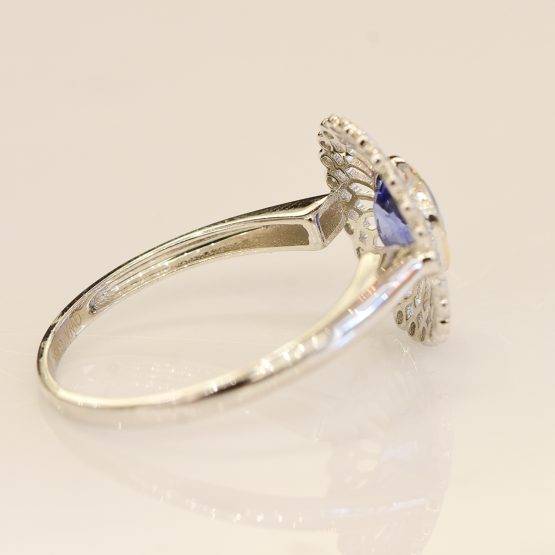 Ceylon Sapphire diamond halo ring - 198228-3