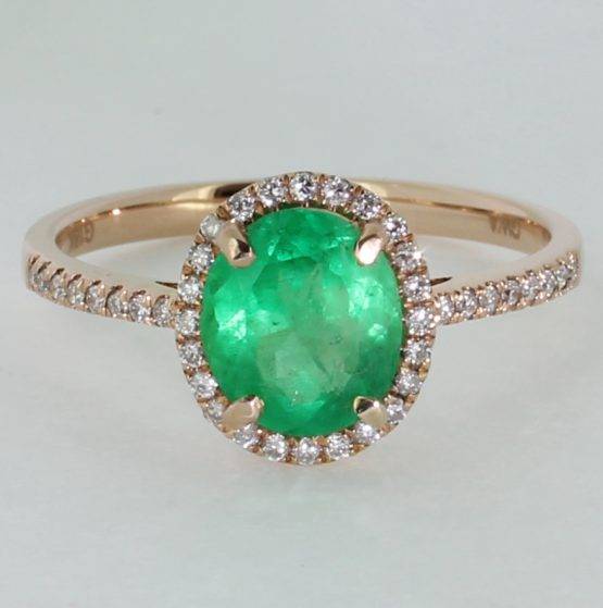 18ct Rose Gold Colombian Emerald and 40 Diamonds Ring - Image 2