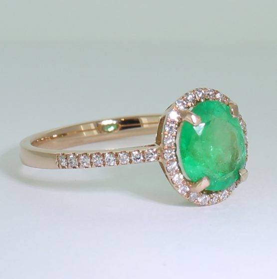 18ct Rose Gold Colombian Emerald and 40 Diamonds Ring - Image 3
