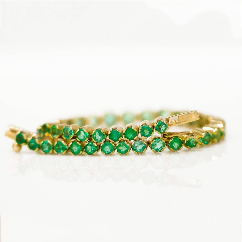 6.82ct Colombian Emerald Tennis Bracelet in 18kt Yellow Gold