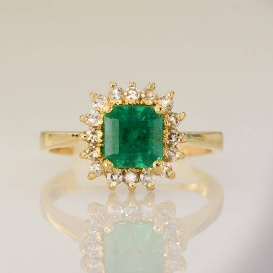 colombian emerald halo ring 198222