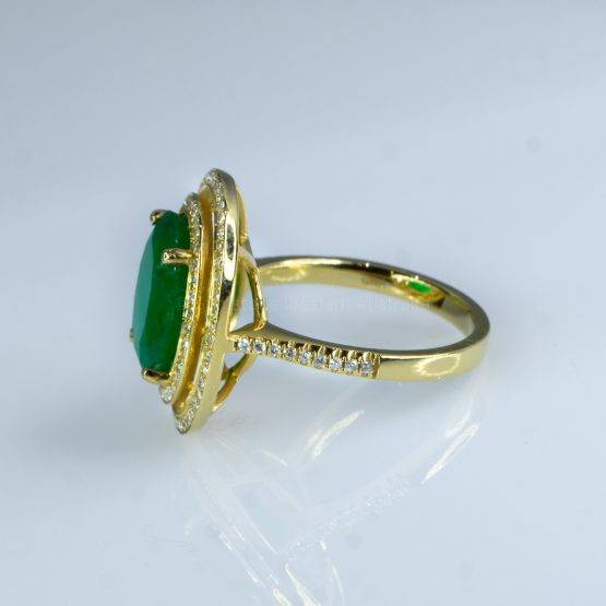 4.54ct Colombian Emerald and Diamond 18k Yellow Gold Double Halo Ring - 198223 -12