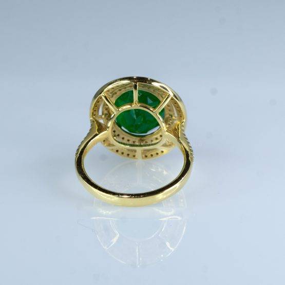 4.54ct Colombian Emerald and Diamond 18k Yellow Gold Double Halo Ring - 198223 -11