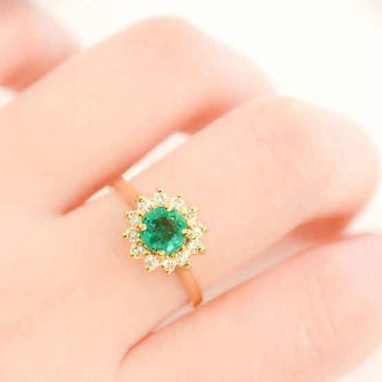 colombian emerald halo ring 198221-3