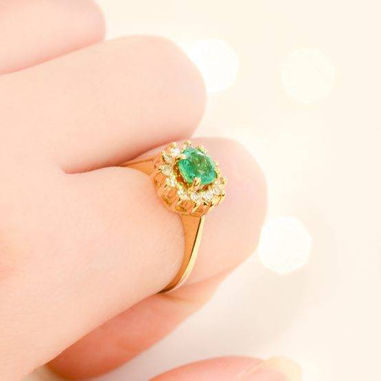 colombian emerald halo ring 198221-6