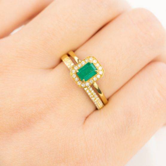 emerald cut emerald halo ring 198204-2