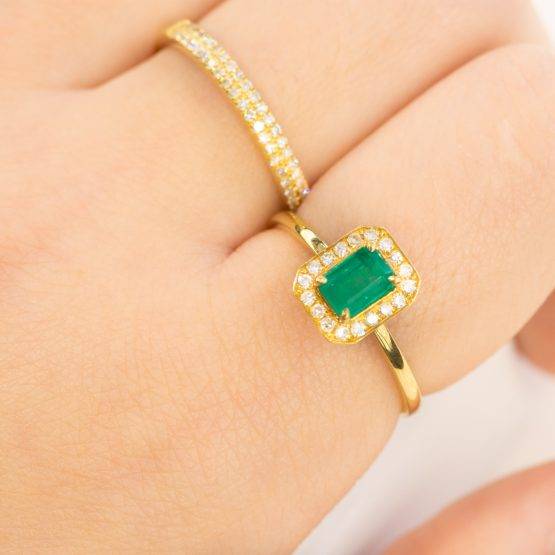 emerald cut emerald halo ring 198204-5