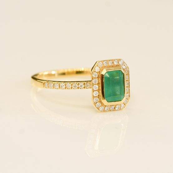 Colombian Emerald Diamond Halo Ring - 198203-4