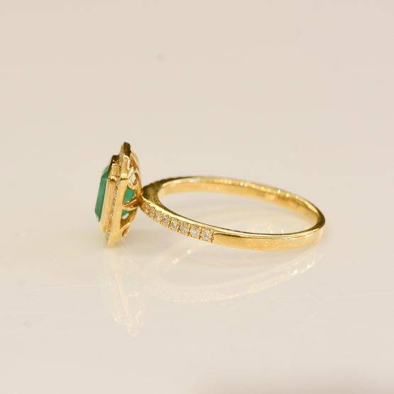 Colombian Emerald Diamond Halo Ring - 198203-6