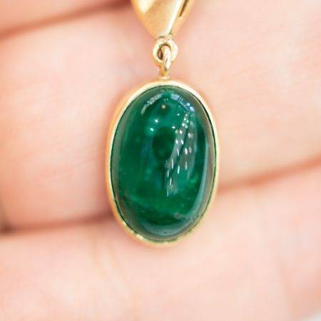 8.20ct Colombian Emerald Cabochon Pendant in 18K Gold