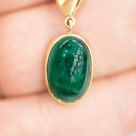 8.20ct Colombian Emerald Cabochon Pendant in 18K Gold