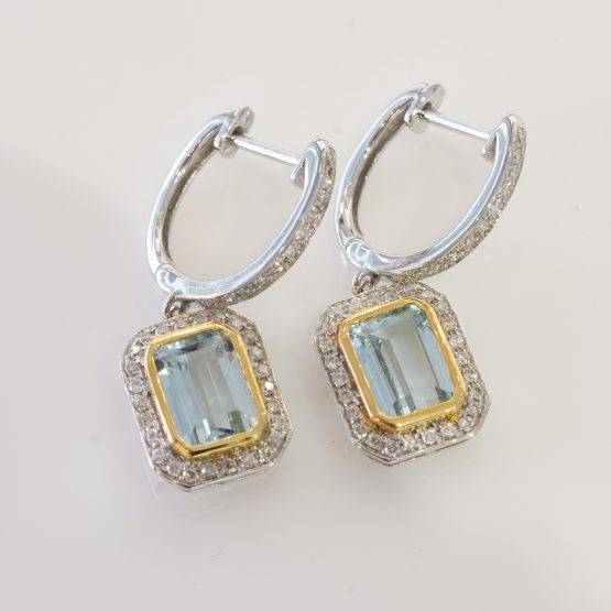 Aquamarine Diamonds Dangle Earrings-1982148