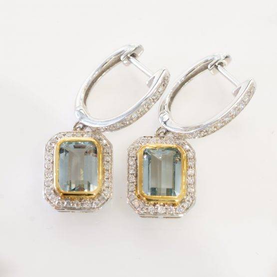 Aquamarine Diamonds Dangle Earrings-1982148-5